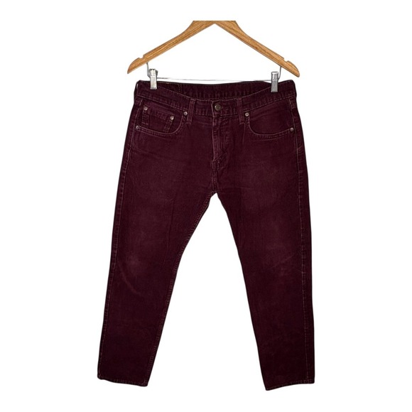 Levi's 502 Corduroy Straight Fit Tapered Leg Pants Burgundy‎ Men Size 30 x 32 - Picture 1 of 12